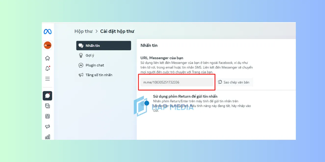 Cách lấy đường link Messenger Facebook trên Fanpage cách 2 bước 3