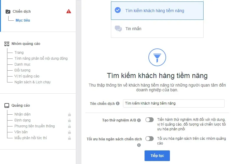 cách tạo form facebook lead ads 1