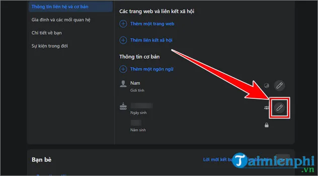 cach thay doi ngay thang nam sinh tren facebook