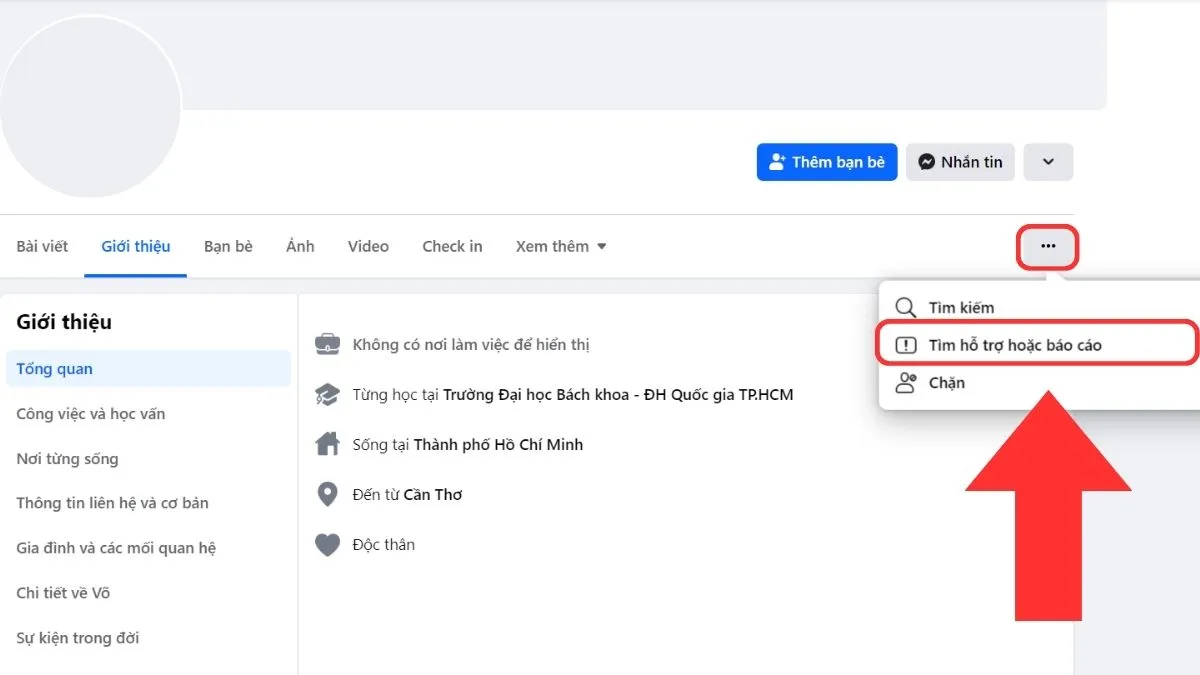 Cách vô hiệu hóa tài khoản Facebook giả mạo bước 2