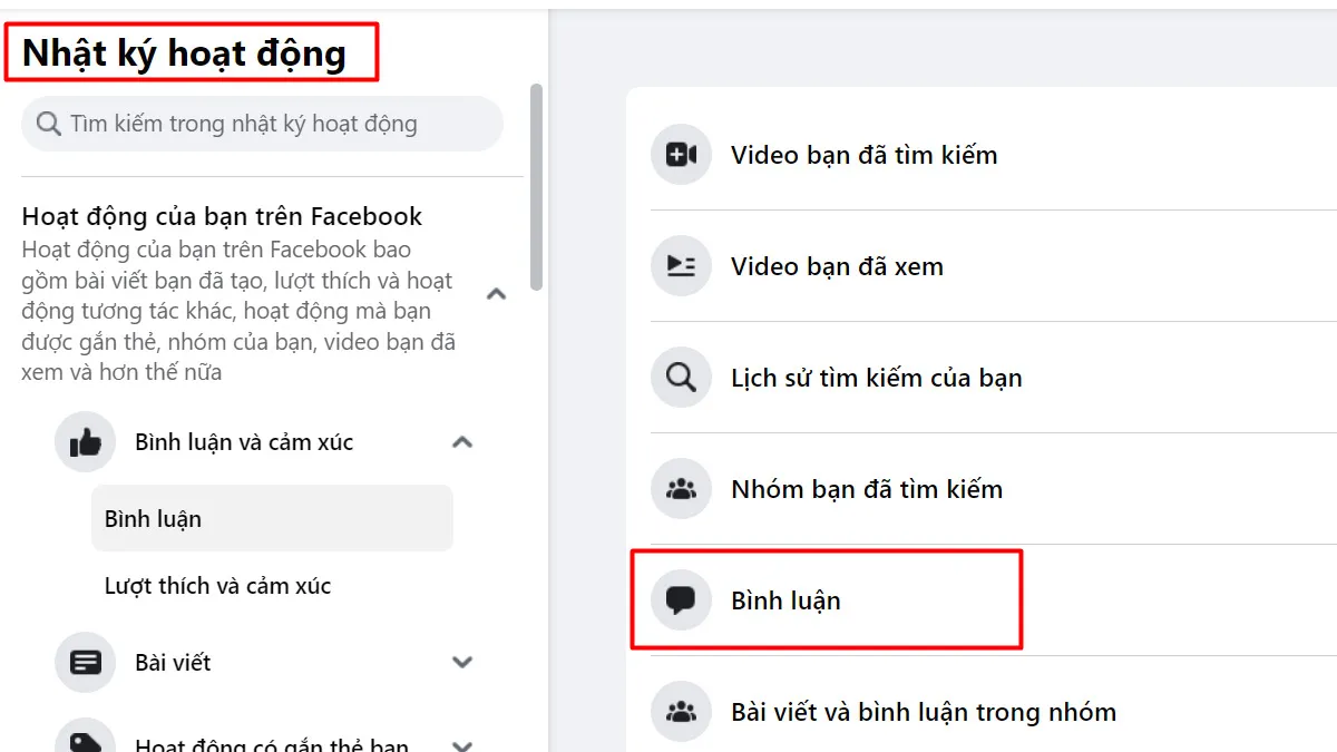 Cách xem lại bình luận của mình trên Facebook bằng máy tính - Bước 2