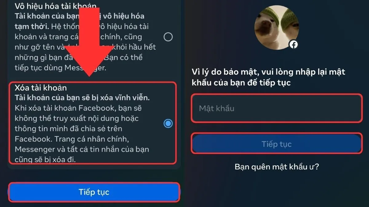 Cách xóa tài khoản Facebook vĩnh viễn trên điện thoại bước 3