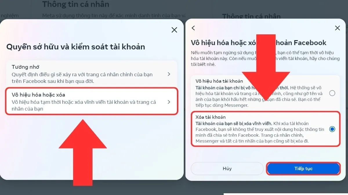 Cách xóa tài khoản Facebook vĩnh viễn trên máy tínhbước 3