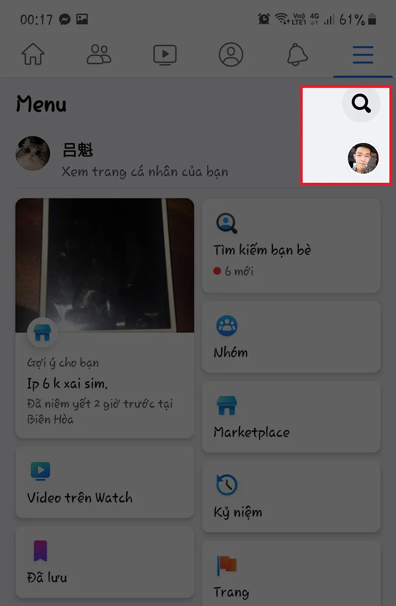 Chọn ảnh đại diện nhỏ để chuyển đổi giữa các tài khoản Facebook đã được ghi nhớ