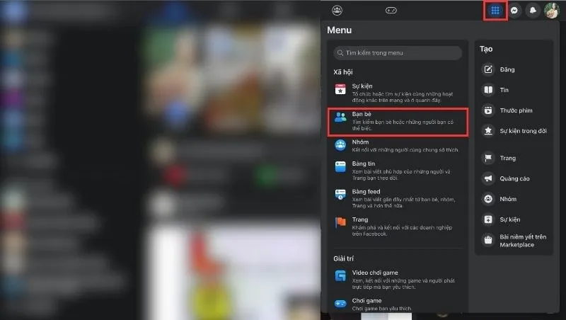 Chọn biểu tượng Bạn bè để mở trang quản lý kết nối