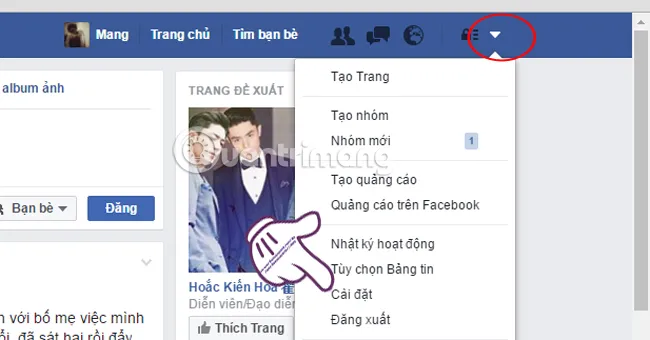Chọn Cài đặt để truy cập công cụ Tải xuống bản sao dữ liệu Facebook