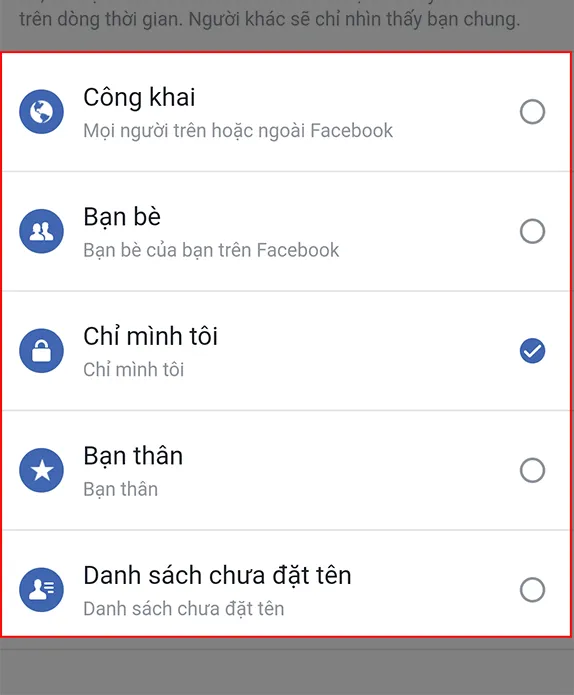 Chọn chế độ Chỉ mình tôi để hoàn tất việc ẩn danh sách bạn bè trên Facebook