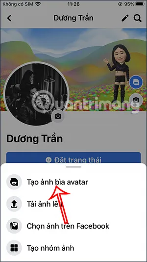 Chọn chức năng Tạo ảnh bìa avatar Facebook