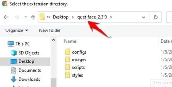 Chọn đường dẫn thư mục cài đặt Extension QuetFace để tìm số điện thoại Facebook