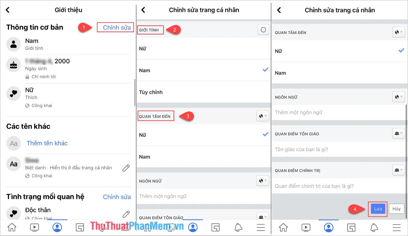 Chọn Lưu để thay đổi các tùy chọn đã chỉnh sửa