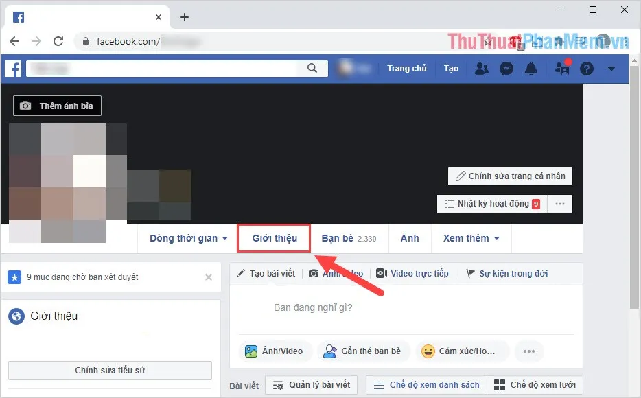 Chọn mục Giới thiệu