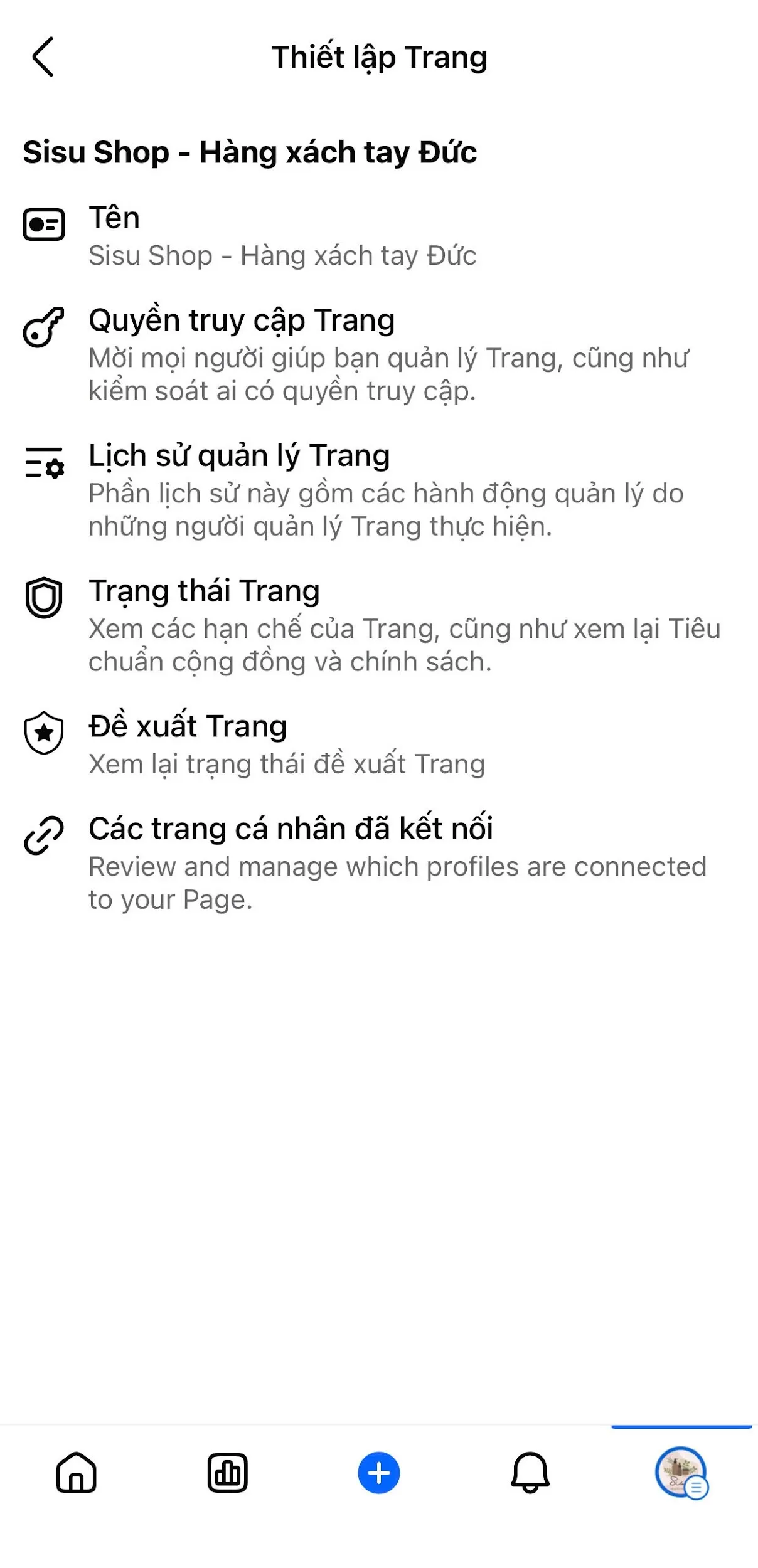 Chọn mục Thiết lập trang, sau đó là Tên trong phần Cài đặt