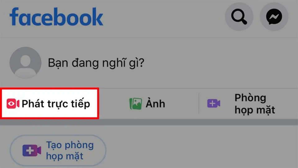Chọn Phát trực tiếp để bắt đầu tạo Livestream