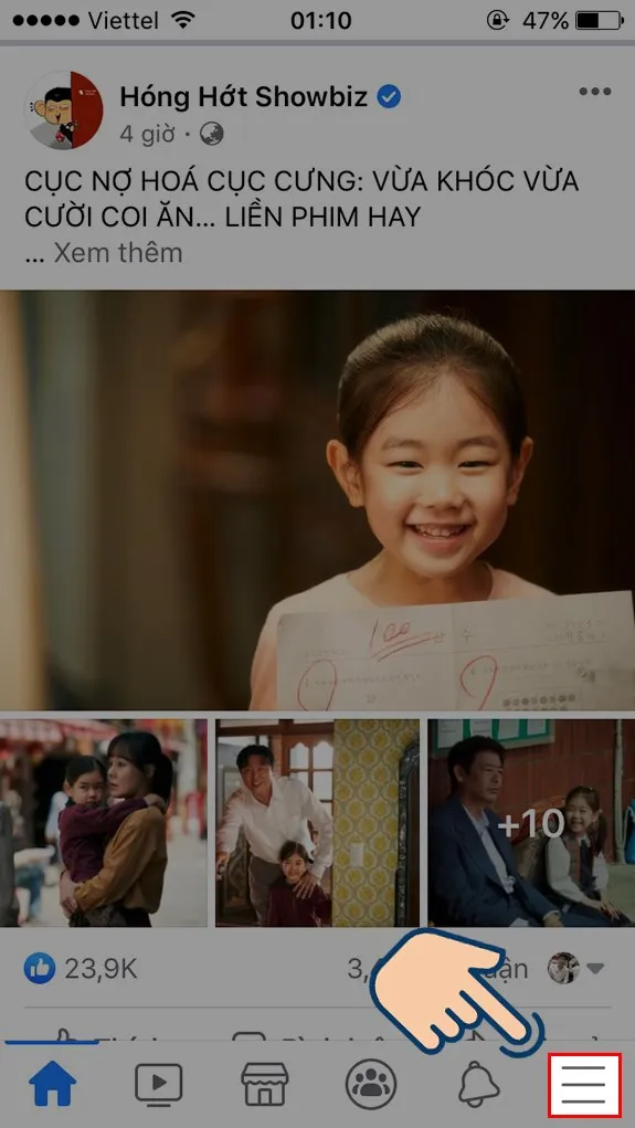 Chọn vào biểu tượng 3 gạch để mở menu chính