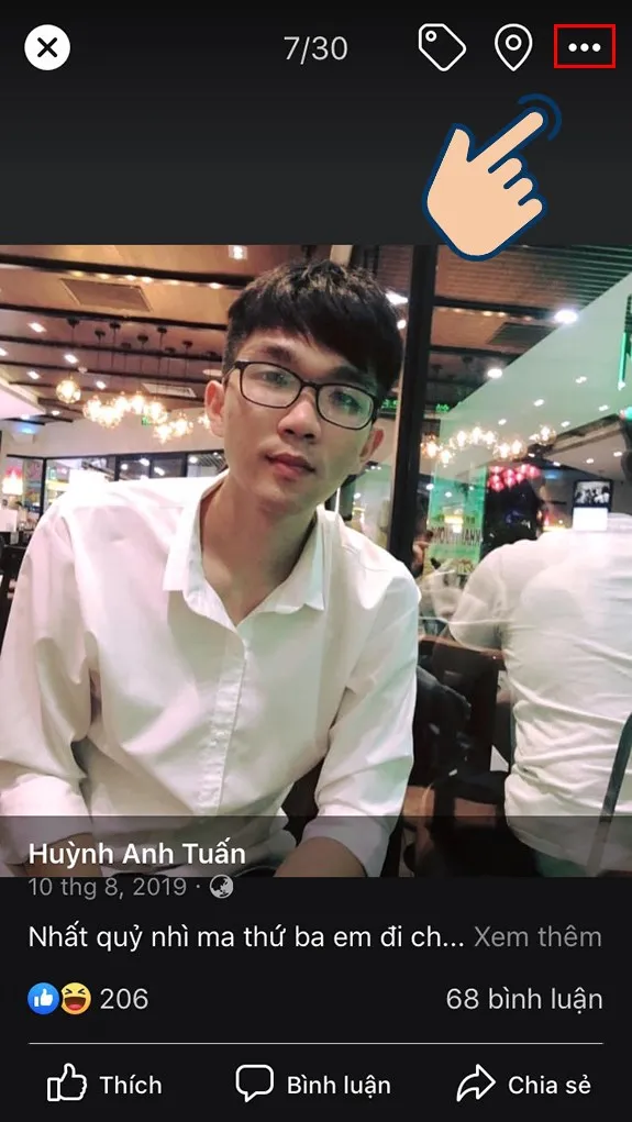 Chọn vào biểu tượng dấu 3 chấm để hiển thị menu tùy chọn