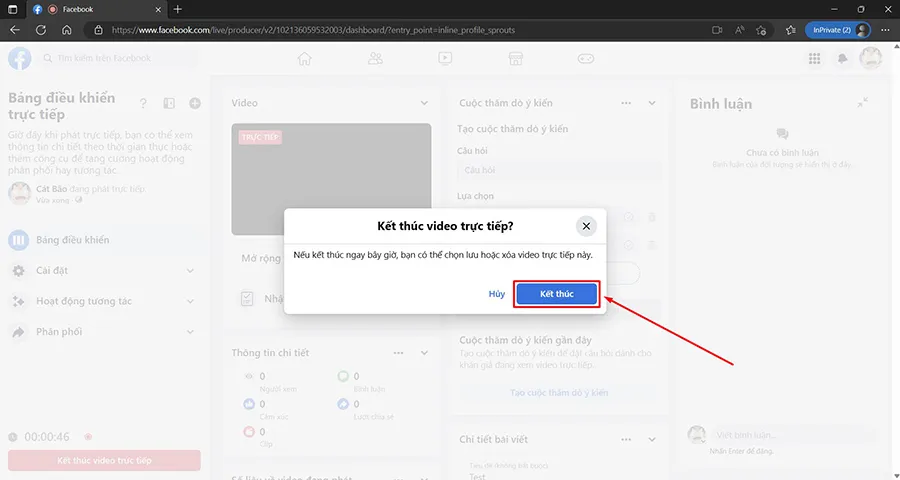 Chọn Xác nhận để dừng video