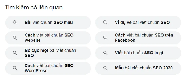 Click vào những Keywords này > Kéo xuống cuối trang > Tìm được những từ khóa liên quan khác.