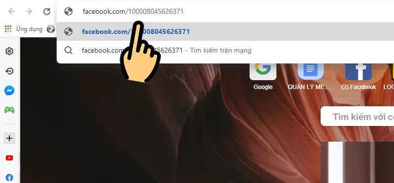 copy dãy số ID đó và dán ở sau địa chỉ Facebook.com/