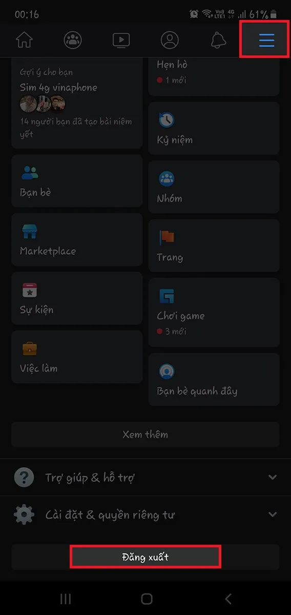 Đăng xuất tài khoản Facebook hiện tại trên điện thoại, bước đầu để chuyển tài khoản