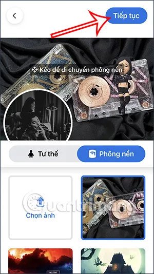 Điều chỉnh vị trí ảnh bìa để có góc nhìn tốt nhất trước khi lưu