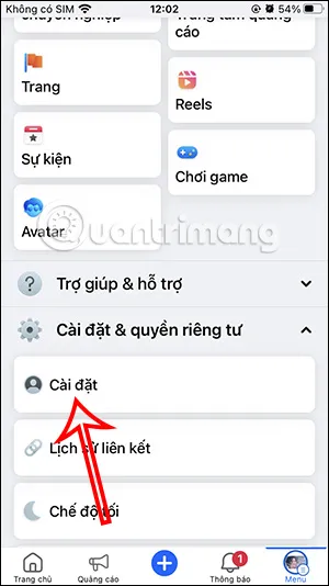 Giao diện cài đặt Fanpage, bước đầu cách ẩn facebook tạm thời.