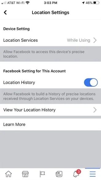 Giao diện Cài đặt và Quyền riêng tư trên ứng dụng Facebook iOS