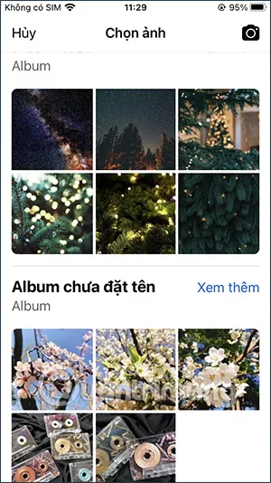 Giao diện chọn ảnh bìa avatar Facebook từ album ảnh có sẵn