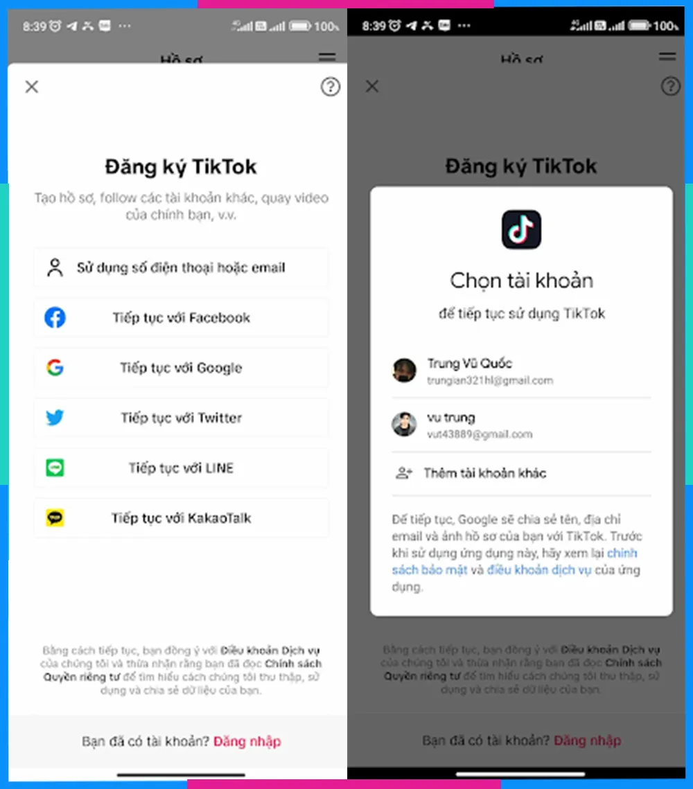 Giao diện đăng ký tài khoản Facebook trên điện thoại