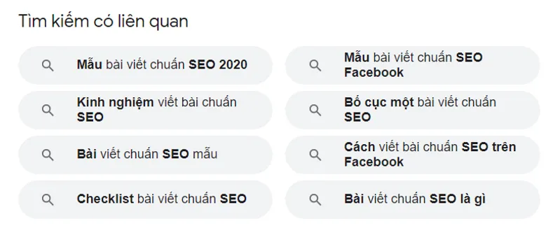 Google tiếp tục gợi ý từ khóa liên quan