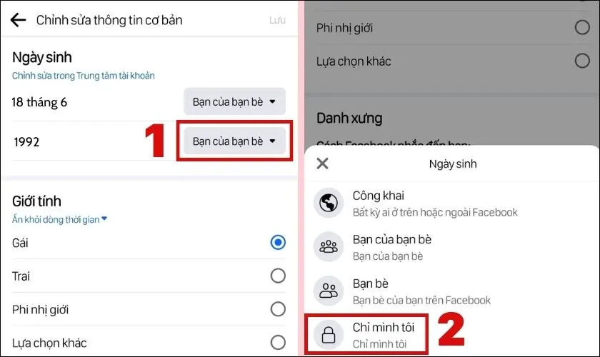 Hãy thực hiện tương tự với năm sinh