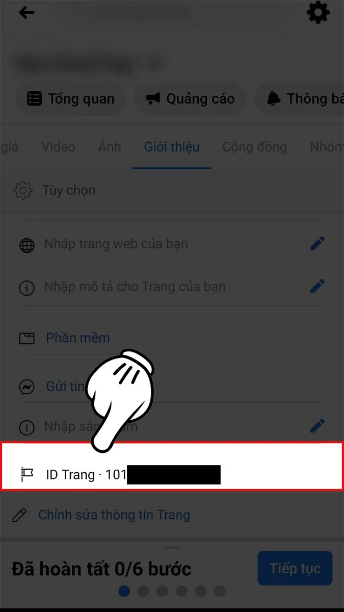 Hiển thị ID Trang Facebook ở cuối mục Giới thiệu