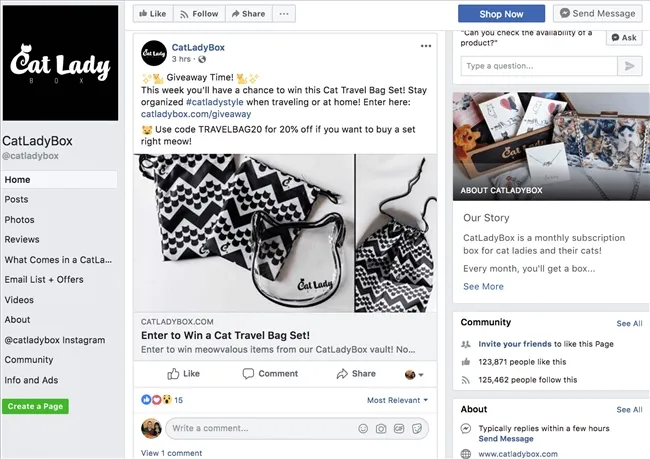 Hình ảnh minh họa về một quà tặng trên trang Facebook của CatLadyBox