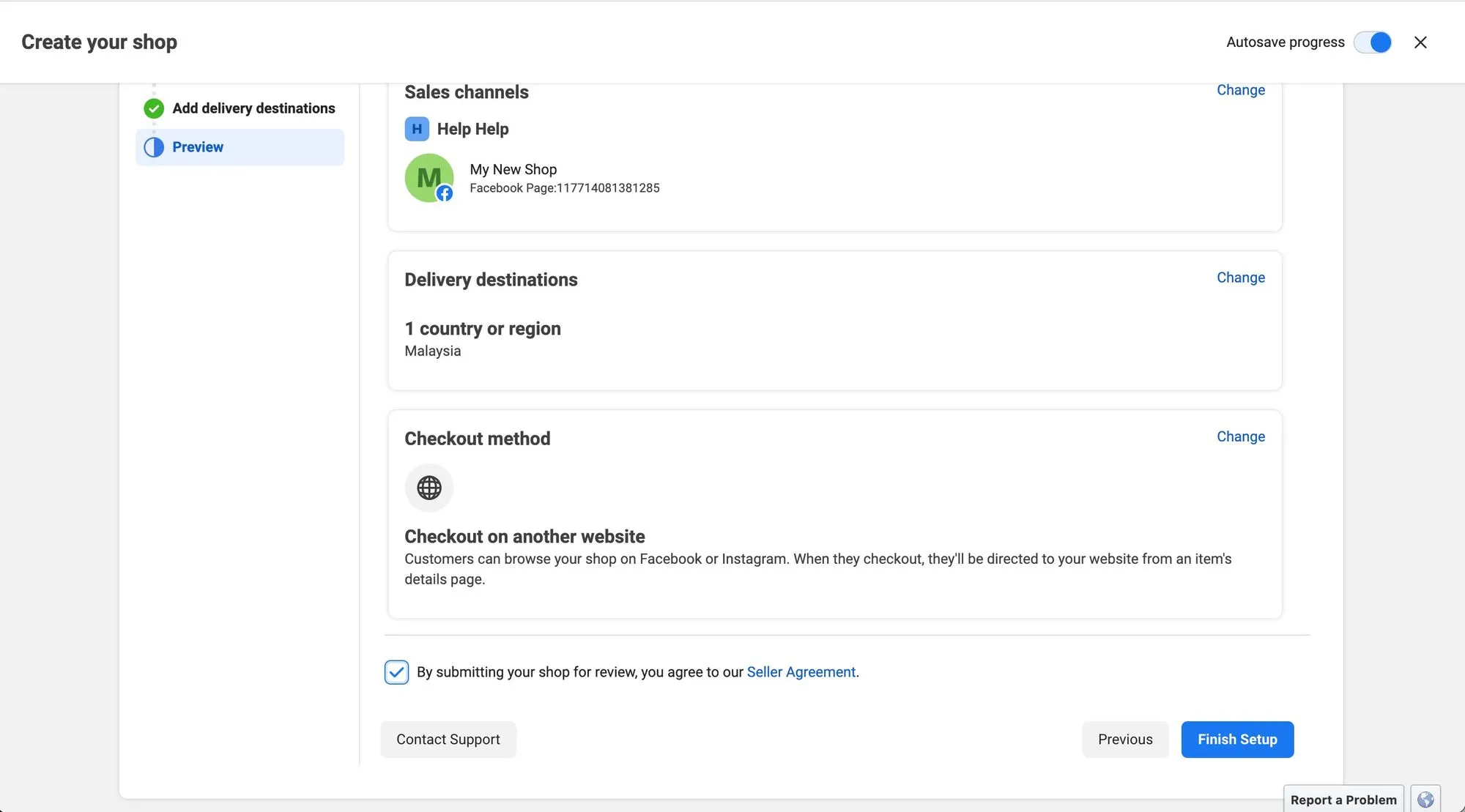 Hình ảnh này cho thấy cách mở cửa hàng trên Meta: Hoàn tất thiết lập