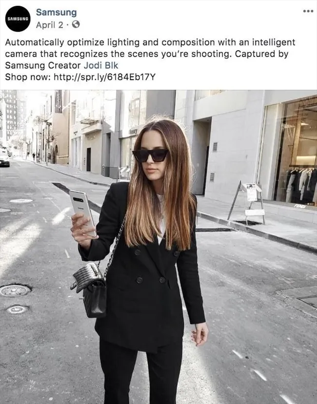 Hình minh họa một hình ảnh sản phẩm được Samsung chia sẻ trên Facebook