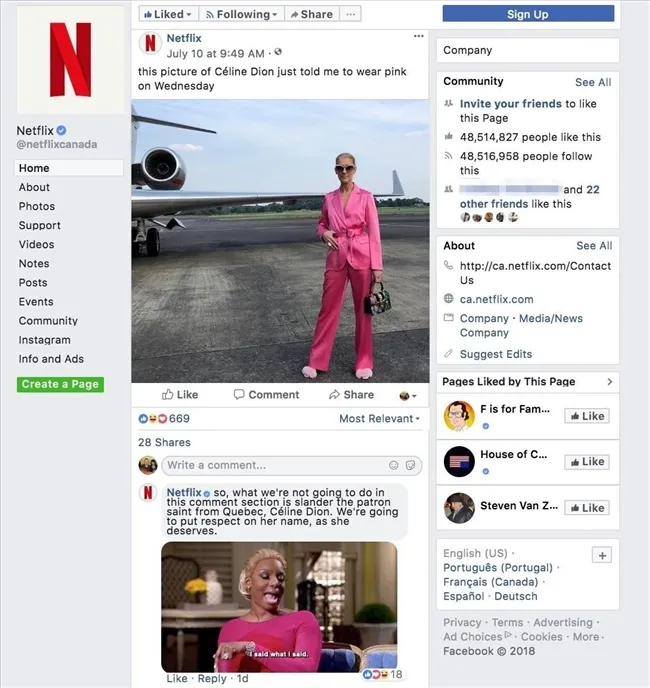 Hình minh họa Netflix tương tác với người theo dõi trên Facebook