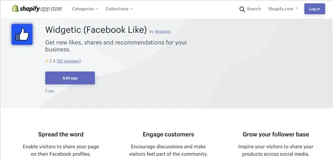 Hình minh họa tiện ích tăng thích Facebook trên trang sản phẩm Shopify