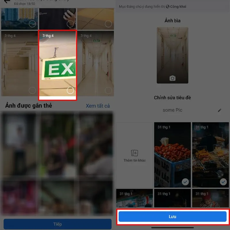 Hoàn tất chọn ảnh và lưu lại tin nổi bật trên Facebook