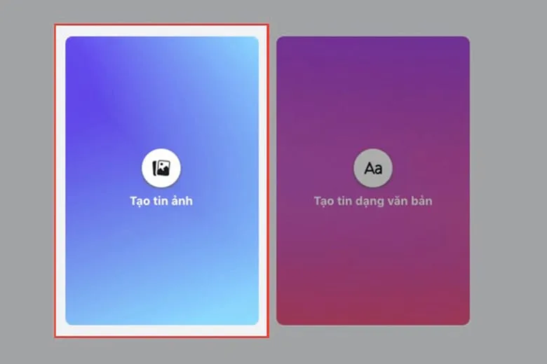 Hướng dẫn cách đăng story trên facebook: Giao diện web chọn Tạo tin ảnh
