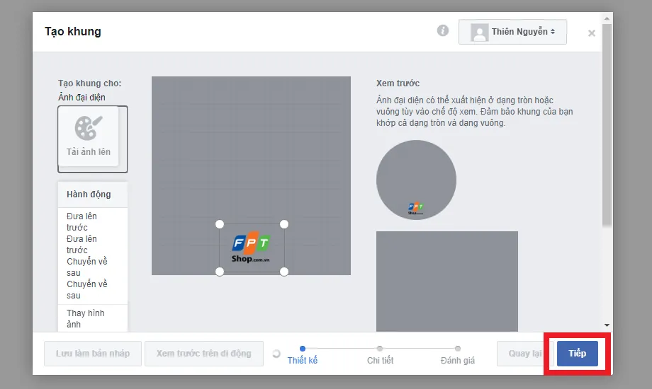 Hướng dẫn tạo khung frame Facebook: Căn chỉnh vị trí và kích thước khung hình