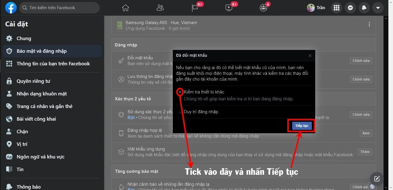 Kiểm tra những lần đăng nhập bất thường của tài khoản Facebook.