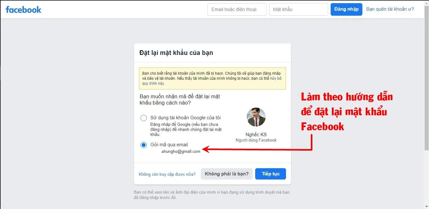 Làm theo hướng dẫn để lấy lại tài khoản Facebook bị hack.