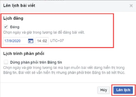 Lên lịch đăng bài