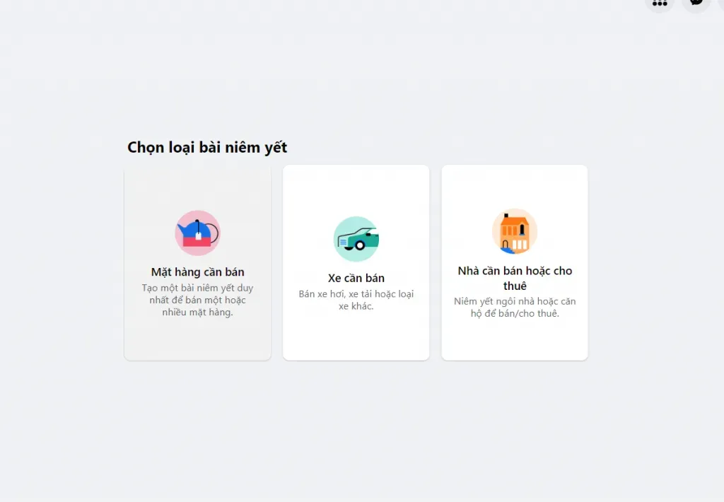 Lựa chọn hạng mục sản phẩm để đăng bài Facebook