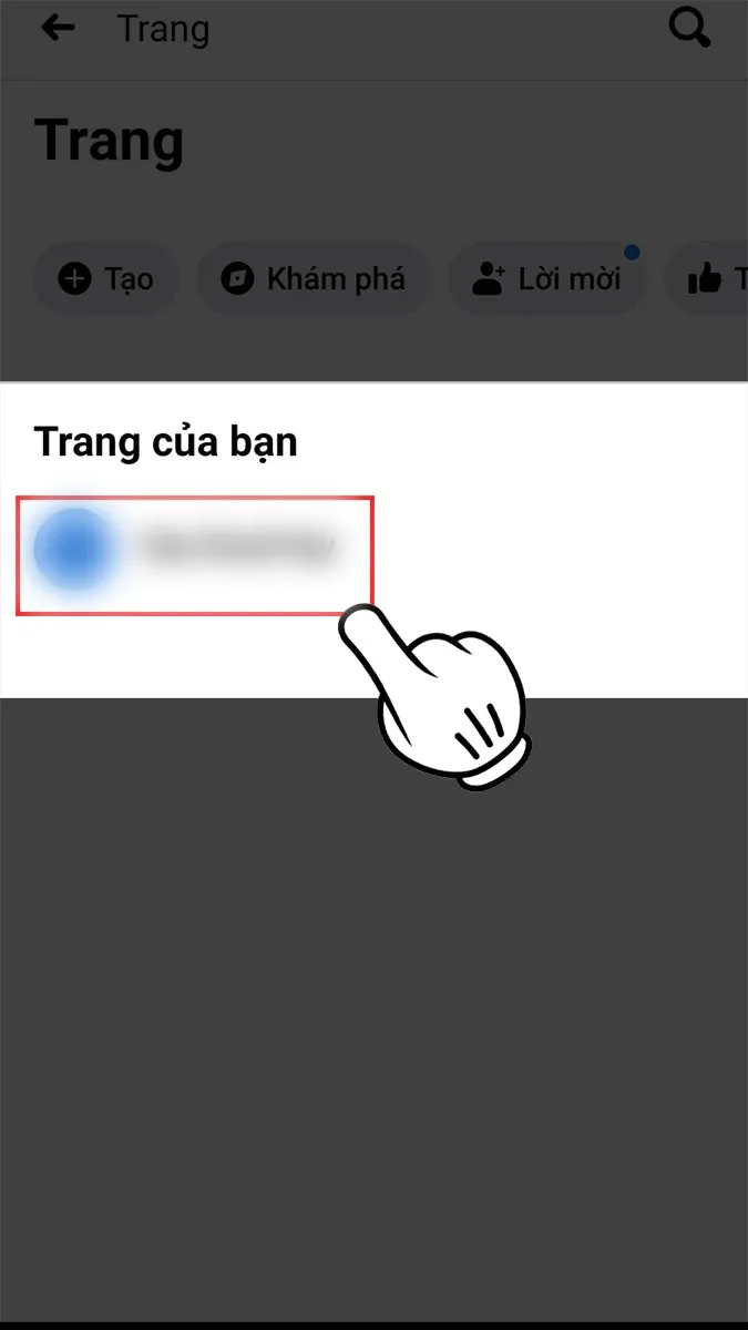 Lựa chọn trang Fanpage muốn xem ID trong phần Trang của bạn