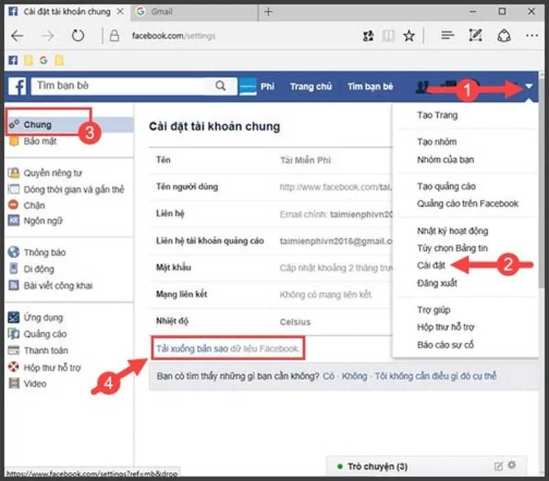 Minh họa cách lưu trữ cuộc trò chuyện trên Facebook