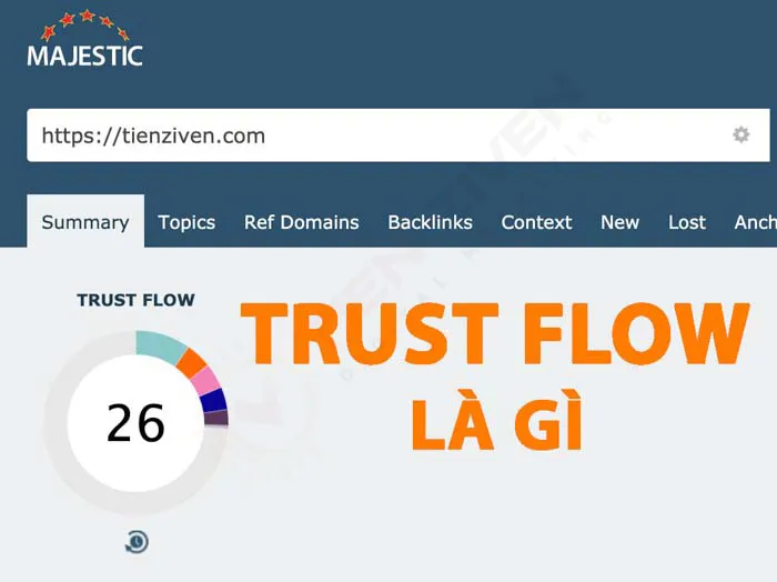 Mô tả chỉ số Trust Flow và Citation Flow trên giao diện Majestic SEO