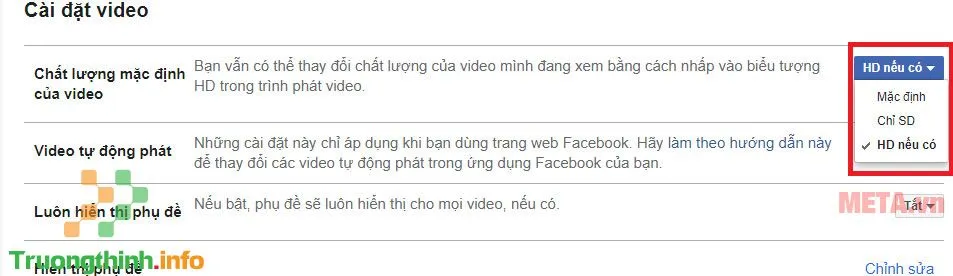 Nhấn chọn HD nếu có là đã hoàn thành việc đảm bảo đăng hình facebook không bị mờ trên trình duyệt
