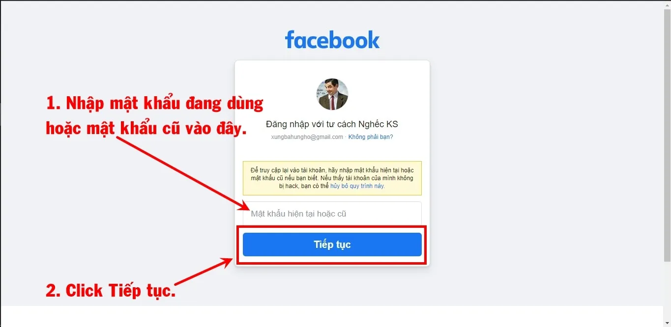 Nhập mật khẩu hiện tại hoặc mật khẩu cũ để thử đăng nhập.