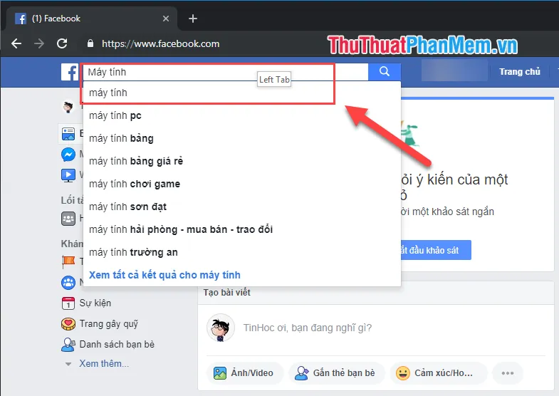 Nhập từ khóa để tìm kiếm ảnh trên Facebook