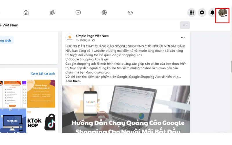nhấp vào ảnh đại diện của bạn